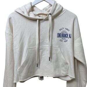 Vintage Havana Hoodie Lace up Back Crop Sweatshirt Cream Long Branch NJ